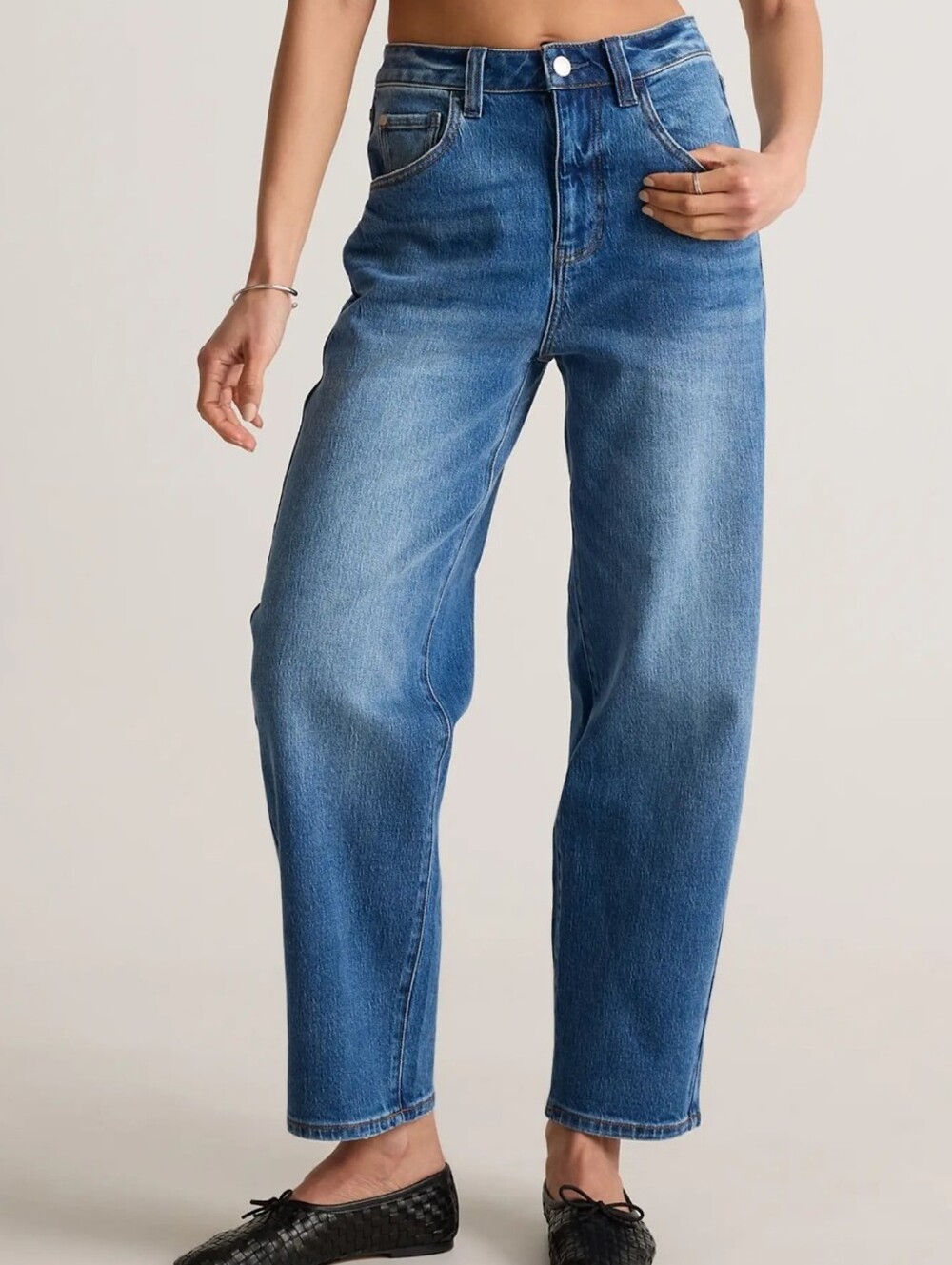 Quince Bella Stretch Barrel Casual Relaxed Comfy High Waist Modern Minimalist - Picture 3 of 9